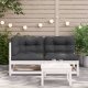 vidaXL Sofa ogrodowa z poduszkami, 2-osobowa, biała, drewno sosnowe 2