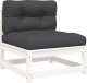 vidaXL Sofa ogrodowa z poduszkami, 2-osobowa, biała, drewno sosnowe 7