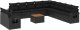 vidaXL 12-cz. zestaw mebli do ogrodu, z poduszkami, czarny, polirattan 2