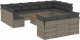 vidaXL 14-cz. zestaw mebli ogrodowych z poduszkami, szary, polirattan 2