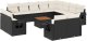 vidaXL 13-cz. zestaw mebli do ogrodu, poduszki, czarny, rattan PE 2