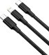 Kabel USB Verk USB-A - USB-C + microUSB + Lightning 1.2 m Czarny 2