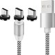 Kabel USB Verk USB-A - USB-C + microUSB + Lightning 1 m Srebrny 3