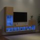 vidaXL 4-częściowy zestaw mebli TV z LED, dąb sonoma 3