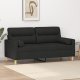 vidaXL 2-osobowa sofa z poduszkami, czarna, 140 cm, tkanina 1