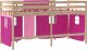 vidaXL Dziecięce łóżko na antresoli, różowe zasłonki, 80x200 cm 9