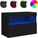 vidaXL Ścienna szafka TV z LED, czarna, 60x30x40 cm 2