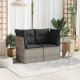 vidaXL Sofa ogrodowa z poduszkami, 2-osobowa, szara, polirattan 2