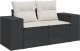 vidaXL Sofa ogrodowa z poduszkami, 2-osobowa, czarna, polirattan 1