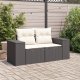 vidaXL Sofa ogrodowa z poduszkami, 2-osobowa, czarna, polirattan 2