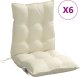 vidaXL Poduszki na krzesła z niskim oparciem, 6 szt., kremowe 2