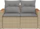 vidaXL Sofa ogrodowa z poduszkami, 2-osobowa, beż, polirattan 3