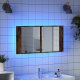 vidaXL Szafka łazienkowa z lustrem i LED, opalany dąb, 90x12x45, akryl 3