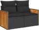 vidaXL Sofa ogrodowa z poduszkami, 2-osobowa, czarna, polirattan 1