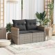 vidaXL Sofa ogrodowa z poduszkami, 2-osobowa, szara, polirattan 2