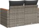 vidaXL Sofa ogrodowa z poduszkami, 2-osobowa, szara, polirattan 5