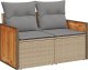 vidaXL Sofa ogrodowa z poduszkami, 2-osobowa, beż, polirattan 1