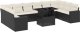 vidaXL 11-cz. zestaw wypoczynkowy do ogrodu, poduszki czarny rattan PE 2