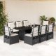 vidaXL 9-cz. zestaw mebli ogrodowych z poduszkami, czarny, rattan PE 1