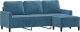 vidaXL 3-osobowa sofa z podnóżkiem, niebieska, 180 cm, aksamit 3