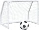 vidaXL Bramki do piłki nożnej dla dzieci, 2 szt. z piłką, białe, metal 2