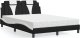 vidaXL Łóżko z materacem, czarno-białe, 140x190 cm, sztuczna skóra 1