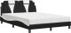 vidaXL Łóżko z materacem, czarno-białe, 140x190 cm, sztuczna skóra 2