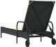 vidaXL Leżak na kółkach, z poduszką, czarny, polirattan 6