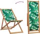vidaXL Składane krzesło plażowe, wzór w liście, eukaliptus i tkanina 6