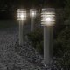 vidaXL Lampy ogrodowe na słupku, z gniazdkiem, 3 szt., srebrne, 60 cm 1
