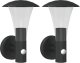 Kinkiet vidaXL Kinkiety zewnętrzne z czujnikiem ruchu, 2 szt., czarne, stal 2