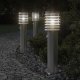 vidaXL Lampy ogrodowe na słupku, z czujnikiem, 3 szt., srebrne, 60 cm 1
