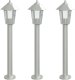 vidaXL Lampy ogrodowe na słupku, 3 szt., srebrne, 80 cm, stal 2