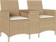 vidaXL Ogrodowa sofa 2-os. ze stolikiem i poduszkami, beżowy rattan PE 2