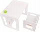 KiddyMoon Stolik + krzesło TC-001 MDF white 61x44x44/30x30x30 Mebel zestaw mebelków 3
