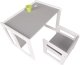 KiddyMoon Stolik + krzesło TC-002 white/grey 61x44x44/30x30x30 Mebel zestaw mebelków 2