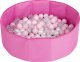 Selonis Suchy basen składany BS-100X z piłeczkami 6cm różowy: pudrowy róż-perła-transparent 80x23/200piłek Zabawka basen tekstylny 1