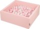 KiddyMoon Basen dmuchany 90x30cm/300 Blle 7Cm Bllepool z kolorowymi balonami dla dzieci kwadratowy różowy:różowy/perłowy/przezroczysty 1