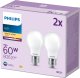 Signify Philips LED classic Lampe 60W E27 Warmweiß 806lm matt 2er P 2