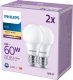Signify Philips LED classic Lampe 60W E27 Warmw 806lm Plaste weiß 2erP 2