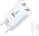 Ładowarka T-Phox ŁAD SIEC POCKET SERIES 2xUSB TCC-224 2.4A 12W + KABEL USB-C 1M WHITE 1