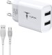 Ładowarka T-Phox ŁAD SIEC POCKET SERIES 2xUSB TCC-224 2.4A 12W + KABEL USB-C 1M WHITE 2