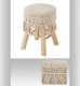 Atmosphera Stołek boho z siedziskiem pokrytym makramą, wys.42 cm, beżowy 2