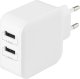 Ładowarka Deltaco DELTACO USB sieninis įkroviklis, 2x USB-A 2,4 A, iš viso 24 W, baltas USB-AC175 1