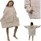 kontrast Ciepła gruba bluza z kapturem kocobluza oversize jasnobeżowa 1