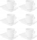 Vessia Porcelanowa filiżanka do kawy z prostokątnym spodkiem, biała, 180 ml 1