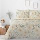 Eurofirany Pościel bawełniana z nadrukiem kwiaty SONIA 160X200 70X80X2 beżowa 2