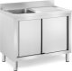 Royal Catering Zlew basen gastronomiczny jednokomorowy z szafką z drzwiami przesuwnymi lewy 100 x 60 x 95 cm Zlew basen gastronomiczny jednokomorowy z szafką z drzwiami przesuwnymi lewy 100 x 60 x 95 cm 1