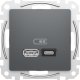 SCHNEIDERE Gniazdo ładowania USB Schneider Sedna Design SDD114404 A+C 45W PD czarny antracyt 2
