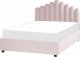 Beliani Łóżko z pojemnikiem welurowe 140 x 200 cm różowe VINCENNES 4